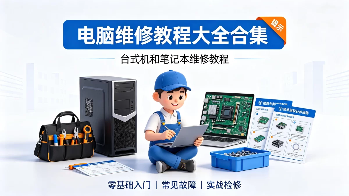 电脑维修教程大全合集：台式机和笔记本维修教程