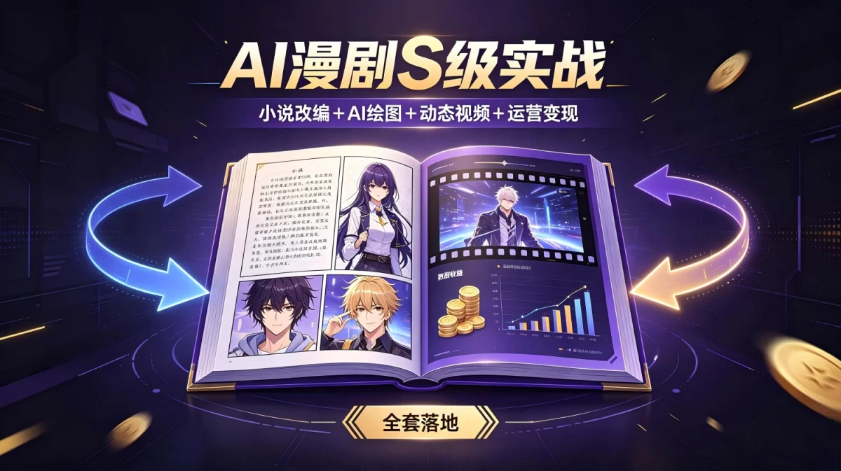 AI漫剧S级实战：小说改编＋AI绘图＋动态视频＋运营变现 全套落地
